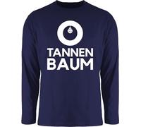 Langarmshirt Herren Langarm Shirt - Weihnachten Geschenke Christmas Bekleidung - O Tannenbaum - Weiß - L - Navy Blau - Longsleeve Baumwolle schwarz weihnachtsoutfit weihnachtsmotiv Tshirt