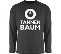 Langarmshirt Herren Langarm Shirt - Weihnachten Geschenke Christmas Bekleidung - O Tannenbaum - Weiß - L - Schwarz - Longsleeve Baumwolle weihnachtsoutfit weihnachtsmotiv Tshirt weihnachtsoberteil