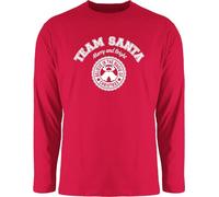 Langarmshirt Herren Langarm Shirt - Weihnachten Geschenke Christmas Bekleidung - Team Santa - Merry and Bright - weiß - L - Rot - Tshirt weihnachtsoutfit weihnachtsmotiv Longsleeve