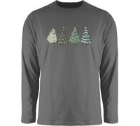 Langarmshirt Herren Langarm Shirt - Weihnachten Geschenke Christmas Bekleidung - Weihnachtsbäume - 3XL - Dunkelgrau - weihnachtsshirt Lange arm weihnachtsoutfit weihnachtsmotiv Tannenbaum Longshirt
