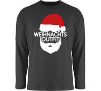 Langarmshirt Herren Langarm Shirt - Weihnachten - Weihnachtsoutfit mit Weihnachtsmütze - XL - Schwarz - langärmlig Weihnachts Tshirt Longsleeve weihnachtsmotiv Christmas Outfit Longshirt t