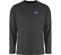 Langarmshirt Herren Langarm Shirt - Weltall - NASA Logo Space X Merchandise Weltraum - XXL - Schwarz - Long Sleeve Motiv Tshirt t-Shirt Men's Men Long-Sleeve for Baumwolle