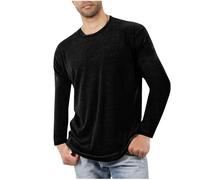 Langarmshirt Herren T-Shirt Langarm Basic Longsleeve Rundhals Tshirt Baumwolle Shirt Pyjama Bequeme Schlafanzugoberteile Lässig Heim Schlafanzug Leichte Dünne Sweatshirt Casual Sport Oberteile