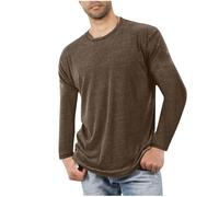 Langarmshirt Herren T-Shirt Langarm Basic Longsleeve Rundhals Tshirt Baumwolle Shirt Pyjama Bequeme Schlafanzugoberteile Lässig Heim Schlafanzug Leichte Dünne Sweatshirt Casual Sport Oberteile