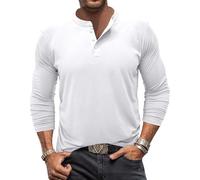 Langarmshirt Herren V Ausschnitt Schwarzes Hemd Casual Langatmig Fashion Oversized Fussball Baumwolle Fitness-Bekleidung Poloshirt Tops Sport Unterwäsche Herren Weiß XXL