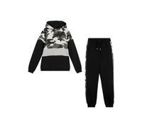 Langarmshirt & Hose BONPRIX "Sweatshirt & Jogginghose", Kinder, Gr. 176/182, schwarz (schwarz bedruckt), Sweatware, Obermaterial: 100% Baumwolle. Besatz: 95% Baumwolle, 5% Elasthan. Einsatz: 85% Baumw