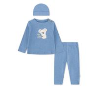 Langarmshirt & Hose HUGGIES BABYWEAR "HUGB PANT SET + ATTACHMENT", Mädchen, Gr. 4 (9M/74), blau (blau harbor htr), Jersey, Obermaterial: 97% Baumwolle, 3% Elasthan, meliert, KOB Set-Artikel, mit Koala