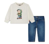 Langarmshirt & Hose LEVI'S KIDS "LVB LS & DENIM PANT SET", Jungen, Gr. 9M74, blau (levi's egret), Jersey, Obermaterial: 60% Baumwolle, 40% Polyester. Obermaterial 2: 70% Baumwolle, 28% Polyester, 2% E