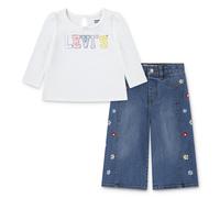Langarmshirt & Hose LEVI'S KIDS "LVG CROCHET LEVI'S TOP,JEANS", Mädchen, Gr. 3M (62), weiß (blanc de blanc), Jersey, Obermaterial: 64% Baumwolle, 26% Polyester, 8% Viskose, 2% Elasthan, bestickt, KOB