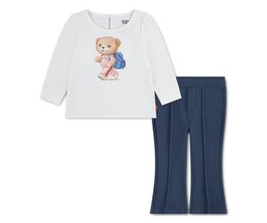Langarmshirt & Hose LEVI'S KIDS "LVG LS LIV GFX TOP & KNIT BOTT", Mädchen, Gr. 3M (62), levi's egret, Jersey, Obermaterial: 60% Baumwolle, 40% Polyester. Obermaterial 2: 66% Baumwolle, 30% Polyester,