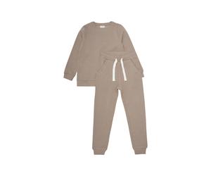 Langarmshirt & Hose MINYMO "Hausanzug MISweat", Mädchen, Gr. 110, braun (fossil), Obermaterial: 60% Baumwolle CO. 40% Polyester PES., KOB Set-Artikel (81799967-110) fossil