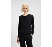 HUGO Pyjama-Top aus Stretch-Baumwolle mit Logo-Print - Style HUGO ID LS-SHIRT, 50555632 Schwarz M