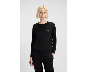 Langarmshirt HUGO UNDERWEAR, Damen, Gr. M, schwarz, Jersey, Obermaterial: 95% Baumwolle, 5% Elasthan, unifarben, regular fit normal, Rundhals, Shirts Langarmshirt, regular fit, Rundhals, kontrastfarbe
