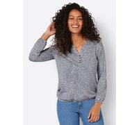 Langarmshirt INSPIRATIONEN "Druck-Shirt", Damen, Gr. 42, blau (rauchblau, ecru, bedruckt), 50% Baumwolle, 50% Modal, bedruckt, gemustert, mehrfarbig, Rundhals, Shirts Langarmshirt (69006528-42) rauchb
