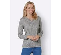Langarmshirt INSPIRATIONEN "Druck-Shirt", Damen, Gr. 44, grau (steingrau, ecru, bedruckt), 50% Baumwolle, 50% Modal, bedruckt, gemustert, mehrfarbig, Rundhals, Shirts Langarmshirt (62976209-44) steing