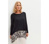 Langarmshirt INSPIRATIONEN "Longshirt", Damen, Gr. 54, schwarz, 95% Viskose, 5% Elasthan, unifarben, Rundhals, Shirts Langarmshirt (50031504-54) schwarz