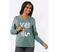 Langarmshirt INSPIRATIONEN "Shirt", Damen, Gr. 46, grün (jade), 50% Modal, 44% Polyester, 6% Elasthan, bedruckt, gemustert, mehrfarbig, V-Ausschnitt, Shirts Langarmshirt (85962237-46) jade