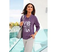 Langarmshirt INSPIRATIONEN "Shirt", Damen, Gr. 52, lila (feige), 50% Modal, 44% Polyester, 6% Elasthan, bedruckt, gemustert, mehrfarbig, V-Ausschnitt, Shirts Langarmshirt (50776152-52) feige