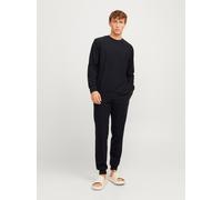 Langarmshirt JACK & JONES "JACSOLID LOUNGE SET W NOOS", Herren, Gr. L, schwarz, Jersey, Obermaterial: 100% Polyester, unifarben, relaxed fit normal, Rundhals, Rippbündchen, Shirts (67972721-L) schwarz