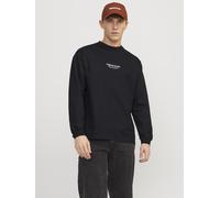 Langarmshirt JACK & JONES "JORVESTERBRO TEE LS CREW NECK NOOS", Herren, Gr. XS, schwarz, Jersey, Obermaterial: 100% Baumwolle, bedruckt, loose fit normal, Rundhals, Rippbündchen, Shirts Langarmshirt (