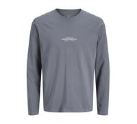 Langarmshirt JACK & JONES "JPRBLALOKI LS TEE FST", Herren, Gr. L, grau (turbulence), Jersey, Obermaterial: 100% Baumwolle, bedruckt, regular fit normal, Rundhals, Shirts Langarmshirt, Baumwolle, regul