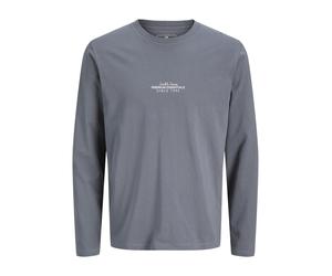 Langarmshirt JACK & JONES "JPRBLALOKI LS TEE FST", Herren, Gr. L, grau (turbulence), Jersey, Obermaterial: 100% Baumwolle, bedruckt, regular fit normal, Rundhals, Shirts Langarmshirt, Baumwolle, regul