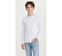 Langarmshirt JACK & JONES JUNIOR "JJCOLLEGE LOGO TEE LS CREW NECK JNR", Jungen, Gr. 176, hellweiß, Single Jersey, Obermaterial: 100% Baumwolle, bedruckt, unifarben, regular fit normal, Rundhals, Shirt