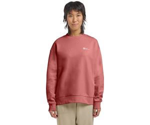 Langarmshirt JACK WOLFSKIN "ESSENTIAL CREWNECK W", Damen, Gr. S (36), rot (mineral, rot), Obermaterial: 100% Baumwolle, Shirts Langarmshirt (94046540-S) mineral, rot