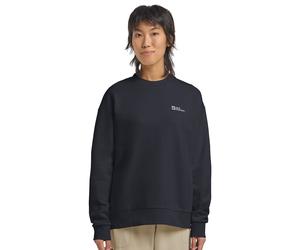 Langarmshirt JACK WOLFSKIN "ESSENTIAL CREWNECK W", Damen, Gr. XXL (48), blau (schwarz, navy), Obermaterial: 100% Baumwolle, Shirts Langarmshirt (18648664-XXL) schwarz, navy