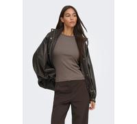 Langarmshirt JDY "JDYLUCKY LS O NECK NEW TOP JRS NOOS", Damen, Gr. XL, braun (falcon), Jersey, Obermaterial: 95% Baumwolle, 5% Elasthan, unifarben, regular fit normal, Rundhals, Shirts Langarmshirt, B