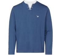 Langarmshirt jeansblau + aquapetrol 60/62 Baumwolle
