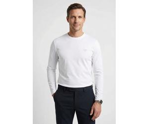 Langarmshirt JOOP JEANS "JJJ-33Alphis-L", Herren, Gr. M, weiß, Jersey, Obermaterial: 100% Baumwolle, clean, unifarben, regular fit normal, Rundhals, abgesteppt, Shirts Langarmshirt, mit Logostickerei