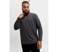 Langarmshirt "JPRBLUAARON LS HENLEY TEE PLS", Herren, Gr. 6XL, schwarz (schwarz navy), Jersey, Obermaterial: 97% Baumwolle, 3% Polyester, JACK & JONES PLUSSIZE, unifarben, regular fit normal, Rundhals