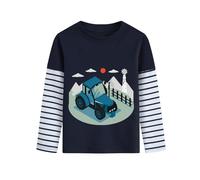 Langarmshirt Jungen Winter Zugmaschine Pullover Longsleeve Tshirt Kinder Langarm Shirt 5 6 Jahre Gestreifte Ärmel Baumwolle Tops Dunkelblau Gr.116
