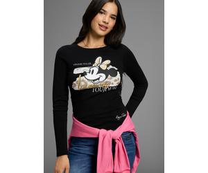 Langarmshirt KANGAROOS, Damen, Gr. 32/34, schwarz, Obermaterial: 100% Baumwolle, figurbetont, Rundhals, Shirts Langarmshirt, mit süßem Minnie-Mouse Print (13687066-32) schwarz