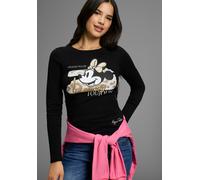 Langarmshirt KANGAROOS, Damen, Gr. 36/38, schwarz, Obermaterial: 100% Baumwolle, figurbetont, Rundhals, Shirts Langarmshirt, mit süßem Minnie-Mouse Print (13687066-36) schwarz