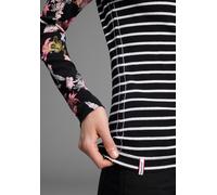 Langarmshirt KANGAROOS, Damen, Gr. 40/42, schwarz, Rippware, Obermaterial: 100% Baumwolle, gestreift, sehr figurbetont hüftlang, Rundhals, Raglanärmel, Shirts Langarmshirt, Langarm, sehr figurbetont,