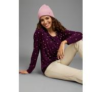 Langarmshirt KANGAROOS, Damen, Gr. 44/46, lila, Jersey, Obermaterial: 50% Baumwolle, 50% Modal, bequem hüftlang, V-Ausschnitt, eng angesetztes Bündchen, Shirts Langarmshirt, aus Jersey, mit V-Ausschni
