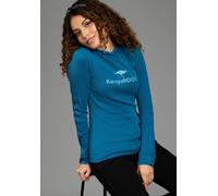 Langarmshirt KANGAROOS, Damen, Gr. 44/46, petrol, Jersey, Obermaterial: 100% Baumwolle, Basic schmal hüftlang, eng angesetztes Bündchen, Shirts Langarmshirt, mit Kapuze, hüftlang, schmale Passform, au