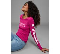 Langarmshirt KANGAROOS, Damen, Gr. 48/50, fuchsia, Rippware, Obermaterial: 100% Baumwolle, figurbetont hüftbedeckend, Rundhals, Shirts Langarmshirt, Langarm, sehr figurbetonte Passform, aus Baumwolle