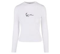 Langarmshirt KARL KANI "Karl Kani Damen KW-LS012-002-01 SMALL SIGNATURE RIB LS WHITE", Mädchen, Gr. L, weiß, 97% Baumwolle, 3% Elasthan, slim fit, Rundhals, Shirts Langarmshirt (66478546-L) weiß