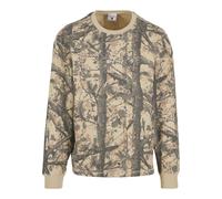 Langarmshirt KARL KANI "Karl Kani Signature Waffle Longsleeve", Herren, Gr. XL, grün (sand, braun), 100% Baumwolle, bedruckt, loose fit, Rundhals, Shirts Langarmshirt (47386649-XL) sand, braun