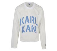 Langarmshirt KARL KANI "Karl Kani Stencil Mesh Boxy Longsleeve", Herren, Gr. M, weiß, 100% Polyester, bedruckt, normal, Rundhals, Shirts Langarmshirt (77091729-M) weiß