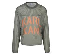 Langarmshirt KARL KANI "Karl Kani Stencil Mesh Boxy Longsleeve", Herren, Gr. XL, grün (light olive), 100% Polyester, bedruckt, normal, Rundhals, Shirts Langarmshirt (16109737-XL) light olive