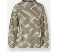 Langarmshirt HEINE "Druck-Shirt", Damen, Gr. 36, grün (khaki, sand, bedruckt), 95% Polyester, 5% Elasthan, bedruckt, gemustert, gestreift, Shirts Langarmshirt (15082003-36) khaki, sand, bedruckt