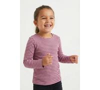 Langarmshirt KIDS ONLY "KMGMAUDE LIFE STRIPE LS TOP JRS NOOS", Mädchen, Gr. 116, sea pink stripes:mauve wine, Jersey, Obermaterial: 66% Polyester, 30% Viskose, 4% Elasthan, geringelt, gestreift, figur