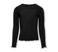 Langarmshirt KIDS ONLY "KOGAMOUR L/S TOP JRS", Mädchen, Gr. 122/128, schwarz, Jersey, Obermaterial: 65% Polyester, 30% Viskose, 5% Elasthan, unifarben, regular fit normal, Rundhals, Häkelkante, Shirts
