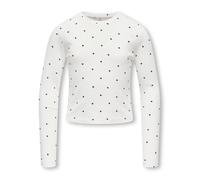 Langarmshirt KIDS ONLY "KOGBELLA LIFE AOP L/S TOP JRS NOOS", Mädchen, Gr. 122/128, cloud dancer detail:schwarz hearts, Jersey, Obermaterial: 95% Baumwolle, 5% Elasthan, bedruckt, figurbetont normal, R