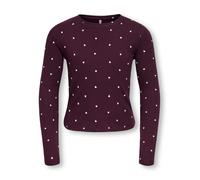 Langarmshirt KIDS ONLY "KOGBELLA LIFE AOP L/S TOP JRS NOOS", Mädchen, Gr. 122/128, winetasting detail:hearts, cloud dancer, Jersey, Obermaterial: 95% Baumwolle, 5% Elasthan, bedruckt, figurbetont norm