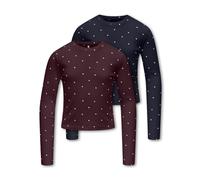 Langarmshirt KIDS ONLY "KOGBELLA SHORT AOP L/S TOP JRS 2-PACK", Mädchen, Gr. 158/164, braun (night sky pack:winetasting, hearts in cloud dancer), Jersey, Obermaterial: 95% Baumwolle, 5% Elasthan, bedr